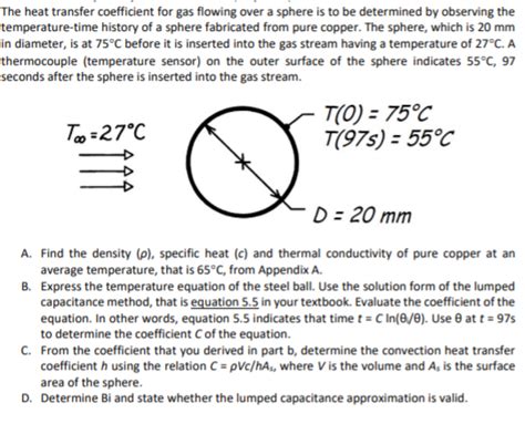 Solved The Heat Transfer Coefficient For Gas Flowing Over A