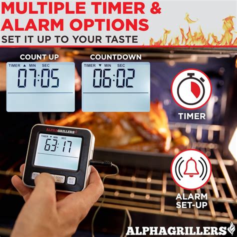 Review Alpha Grillers Food And Meat Thermometer W Temperature Probe Leave In Digital Oven