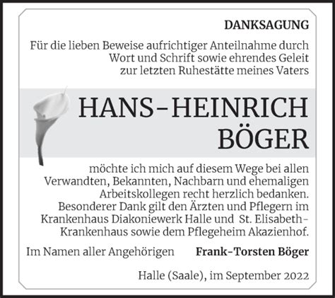 Traueranzeigen von Hans Heinrich Böger abschied nehmen de