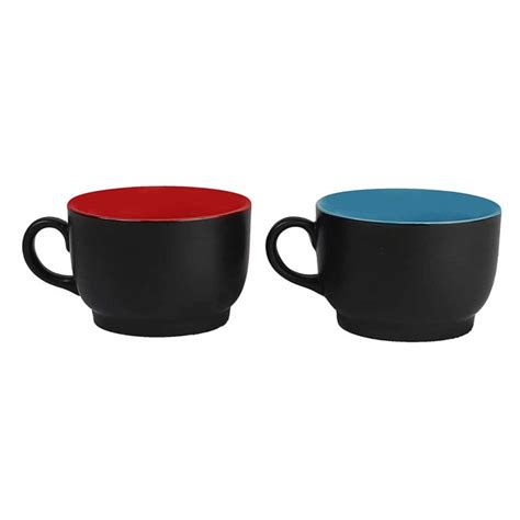 Matte Black Ceramic Tea Cups Set Of 2 Wallmantra