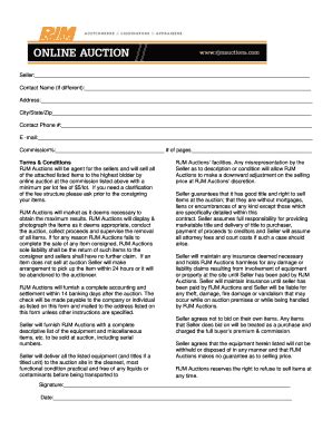 Fillable Online Consignment Form Print Version Pdf Rjm Auctions