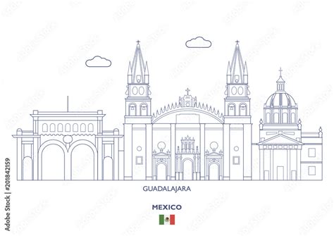 Guadalajara City Skyline Mexico Vector De Stock Adobe Stock