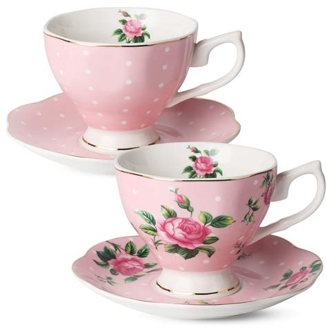 BTaT- Floral Tea Set, Tea cups (8oz), Tea Pot (38oz), Creamer and Sugar ...