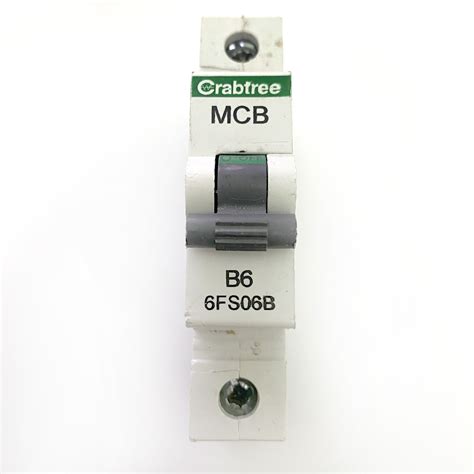 MCB S Crabtree 6FS06B Black Clip B6 6A 6 MCB Circuit Breaker Type B