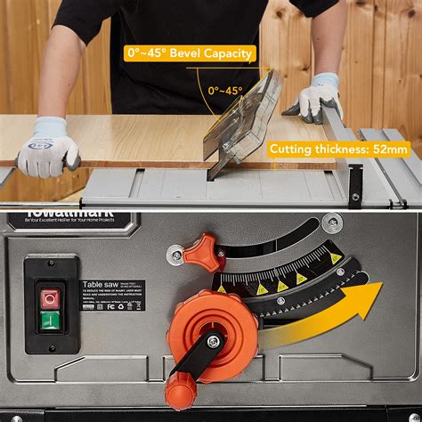 Table Saw 10 Inch 15a Multifunctional Saw With Stand And Push Stick 90° Cross Cut And 0 45° Bevel