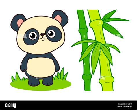 Cute Panda Cartoon Bamboo Clipart Illustration Stock Photo Alamy