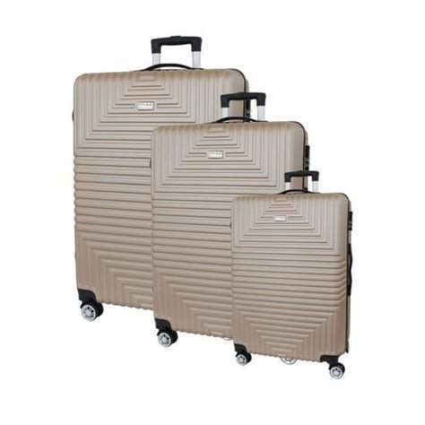 CITY BAG Set De 3 Valises Chariot ABS 4 Roues 75 Champagne