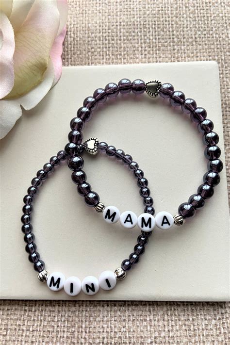 Mama And Me Bracelet Mama Mini Bracelet Set Etsy Mini Bracelet Bracelet Set Girl Bracelets