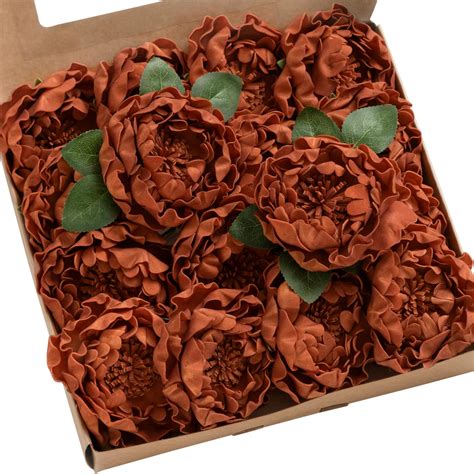 Amazon Ling S Moment Flowers 16pcs Burnt Orange Rust Blooming