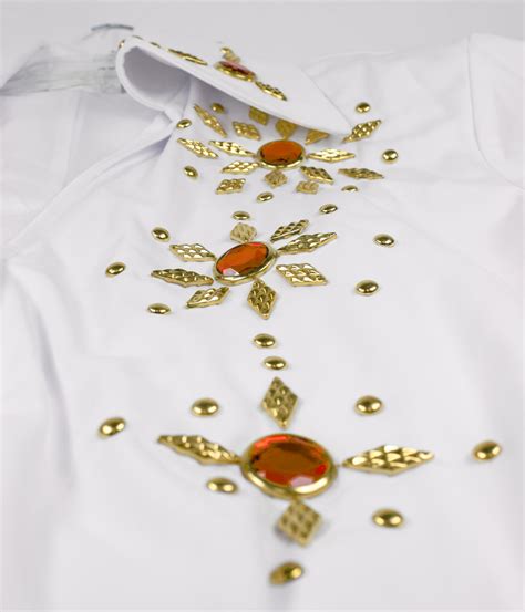 Deluxe 70s Elvis Presley White Orang Rhinestone Jumpsuit Cape Costume