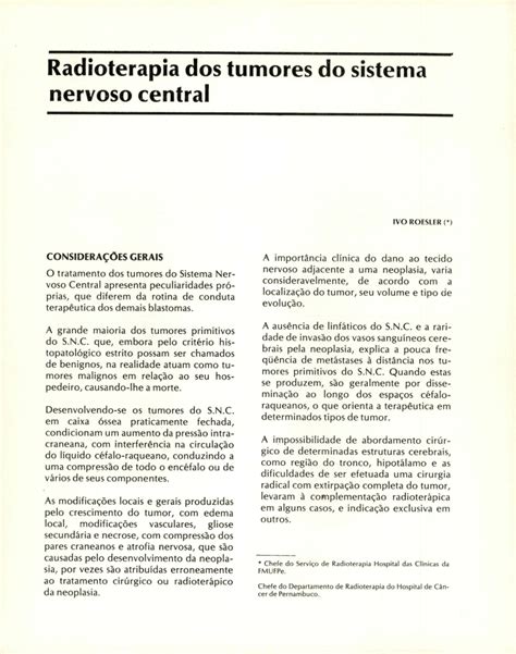 PDF Radioterapia Dos Tumores Do Sistema Nervoso Central