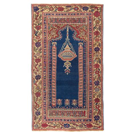 Antique Ghiordes Prayer Rug Western Anatolian Turkish Mihrab Carpet