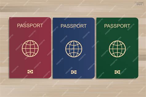 Premium Vector Set Of Passport On Wood Background