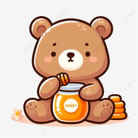 Cute Bear Eating Honey Vector Illustration Bear Eating Honey Vector