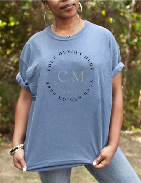 Comfort Colors Blue Jean Tshirt Mockup C1717 Blue Shirt Mockup Etsy