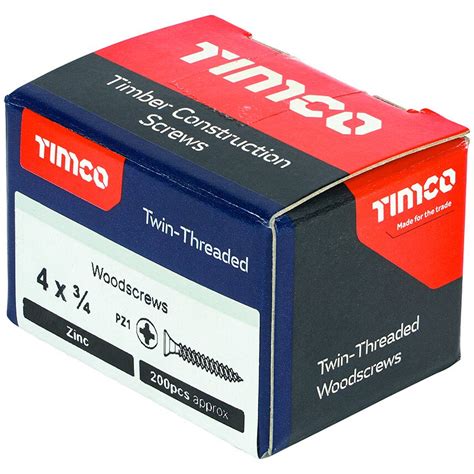 No X Twin Woodscrew Pz Csk Bzp Box Of Cwz Timco