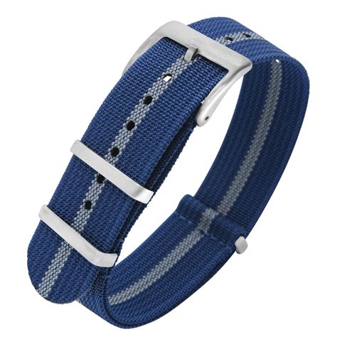 Bracelete Estilo Nato Ribbed Blue Grey Stripe NorteSpring