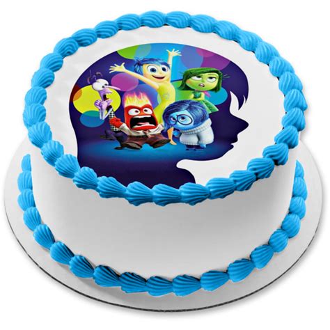 Inside Out Joy Sadness Disgust Fear And Anger Edible Cake Topper Image