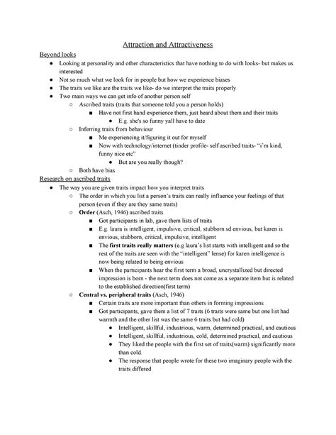 Midterm 2 Sexuality Notes Attraction And Attractiveness Beyond Looks