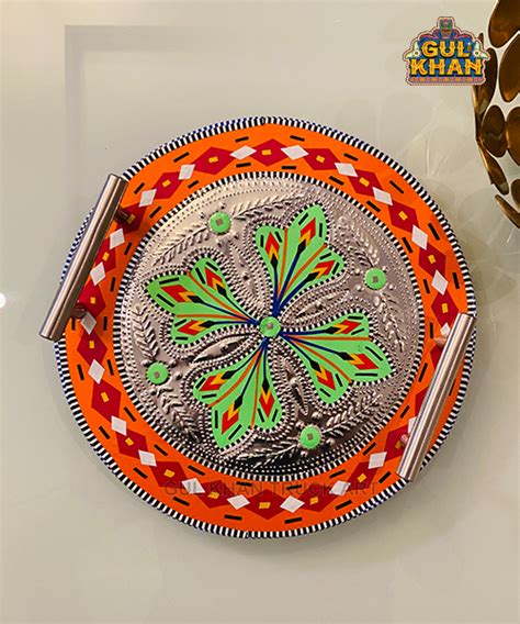 Buy Chamakpatti Mini Round Tray 0039 In Pakistan Gul Khan Truck Art