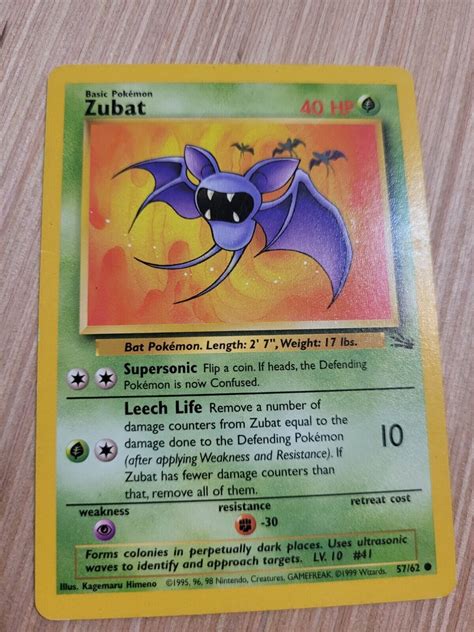 Pokemon Zubat 57 62 Fossil Set Vintage Card 1999 Wizards Of The Coast