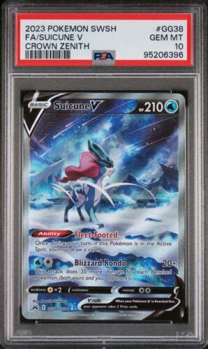 PSA 10 GEM MINT Suicune V GG38 GG70 Crown Zenith Full Art Holo Pokemon