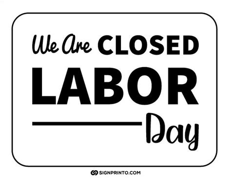 Printable Labor Day Closed Sign