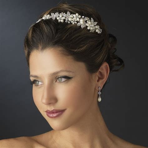 Ivory Pearl And Rhinestone Floral Wedding Headband Pearl Bridal