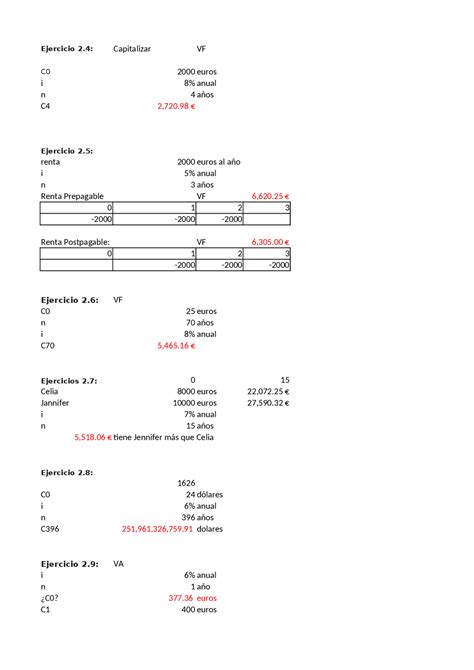 Ejercicios Tema 2 De Gestion Financiera En Excel Ejercicios De Gestión Financiera Docsity