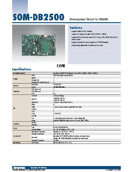 SOM-DB2500 datasheet - Development Board for SMARC 2.0. Development Board