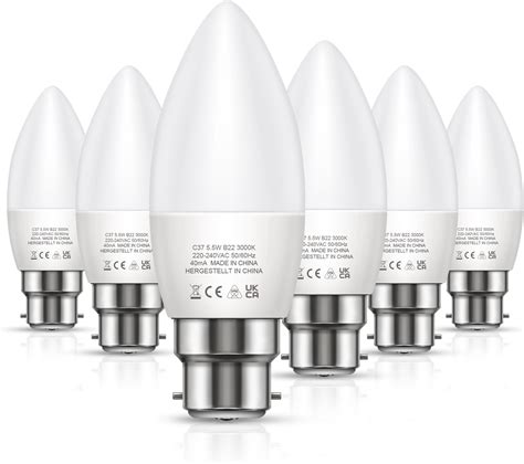 LOHAS LED B22 LED Candle Bulb Bayonet Cap 500LM 5 5W B22 Candle Light