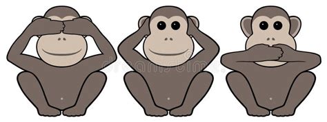 Three Wise Monkeys Stock Vector Illustration Of White