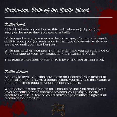 Oc Art Barbarian Subclass Path Of The Battle Blood By Adavans