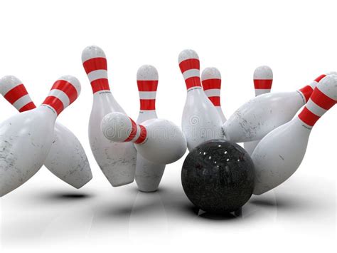 Bowling Ball Hitting All Pins In A Strike White Background Stock Illustration Illustration