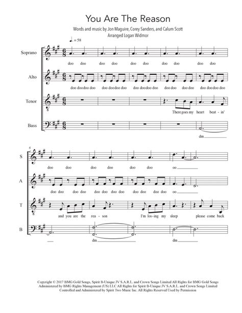 You Are The Reason Arr Logan Widmor By Calum Scott Sheet Music For