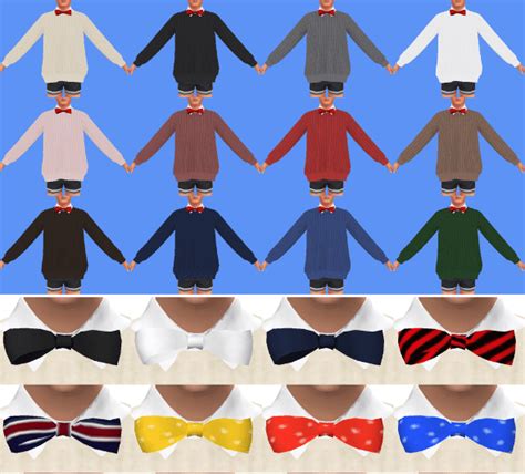 Мужской свитер с бабочкой Knitandbowtie от Chaessi для Симс 4