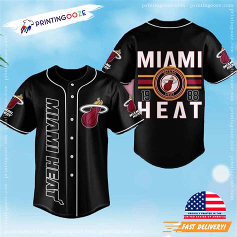 Black NBA Miami Heat Baseball Jersey - PrintingOoze.com