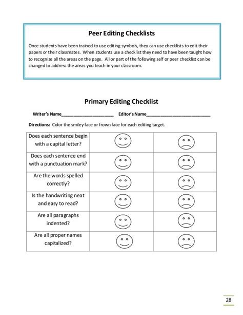 5 Paragraph Essay Peer Editing Checklist