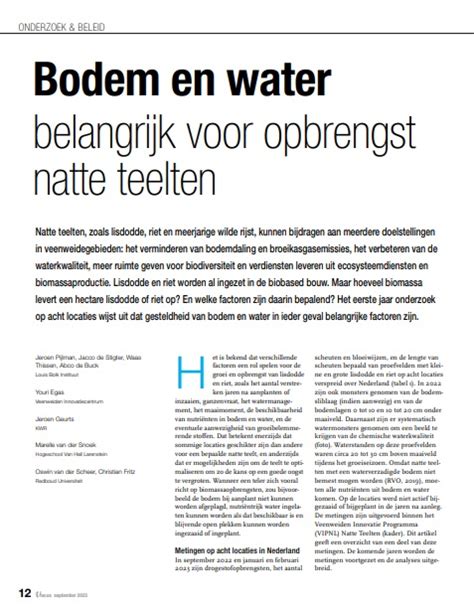 Bodem En Water Belangrijk Voor Opbrengst Natte Teelten Louis Bolk