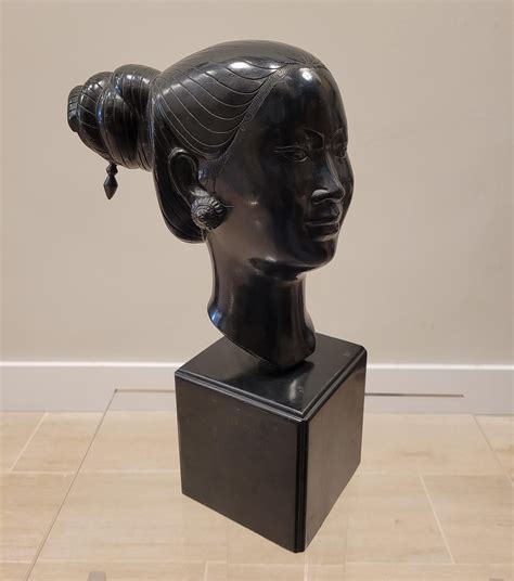 Nguyen Thanh Le Bronze Sculpture Bust Black Young Vietnamese At