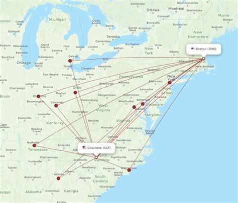 All Flight Routes From Boston To Charlotte Bos To Clt Flight Routes