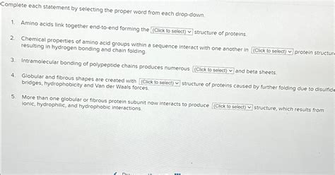 Solved Complete Each Statement By Selecting The Proper Word Chegg