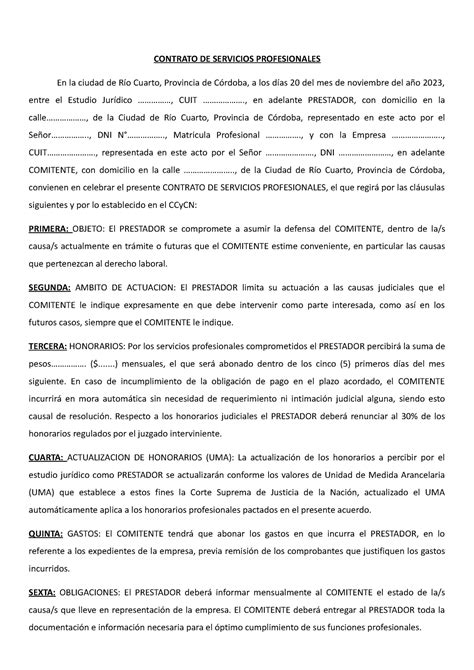 Tp 4 Contratos De Empresa CONTRATO DE SERVICIOS PROFESIONALES En La