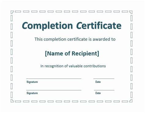 25 Work Completion Certificate Templates Word Excel Samples