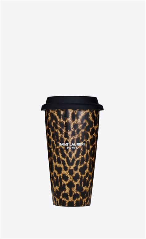 Leopard Print Coffee Mug In Ceramic Saint Laurent United Kingdom