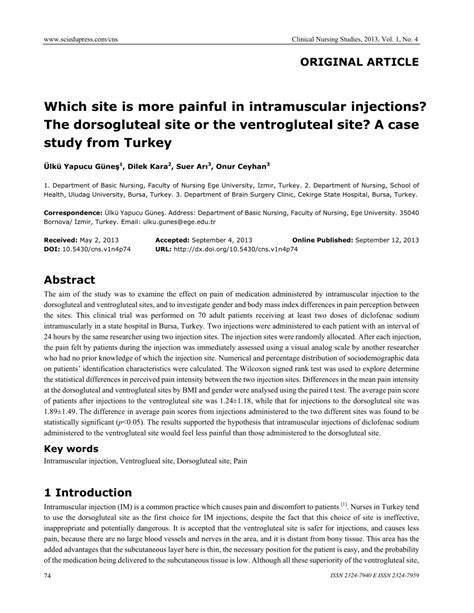 (PDF) Which site is more painful in intramuscular injections? The dorsogluteal site or the ...