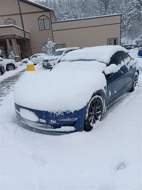 First snow : r/TeslaModel3