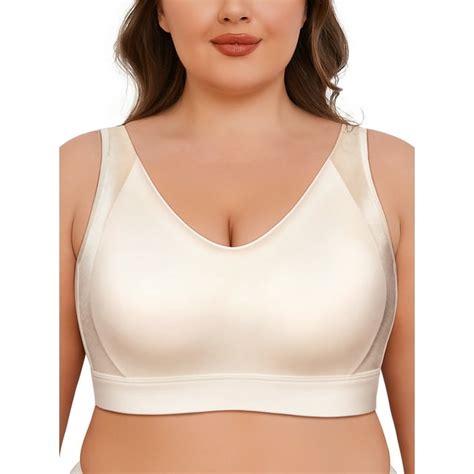 Deyllo Womens Full Figure Wireless Bras Comfort Large Busts Non Padded Plus Size Minimizer Bra