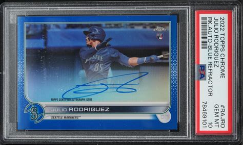 2022 Topps Chrome Blue Refractor Julio Rodriguez ROOKIE AUTO 150 RA