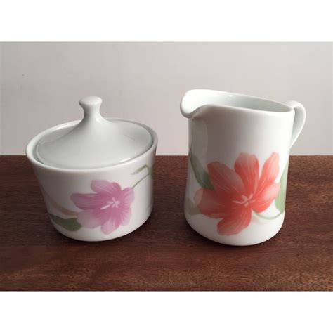 Vintage Floral Creamer And Sugar Bowl Set Vintage Floral Etsy Sugar